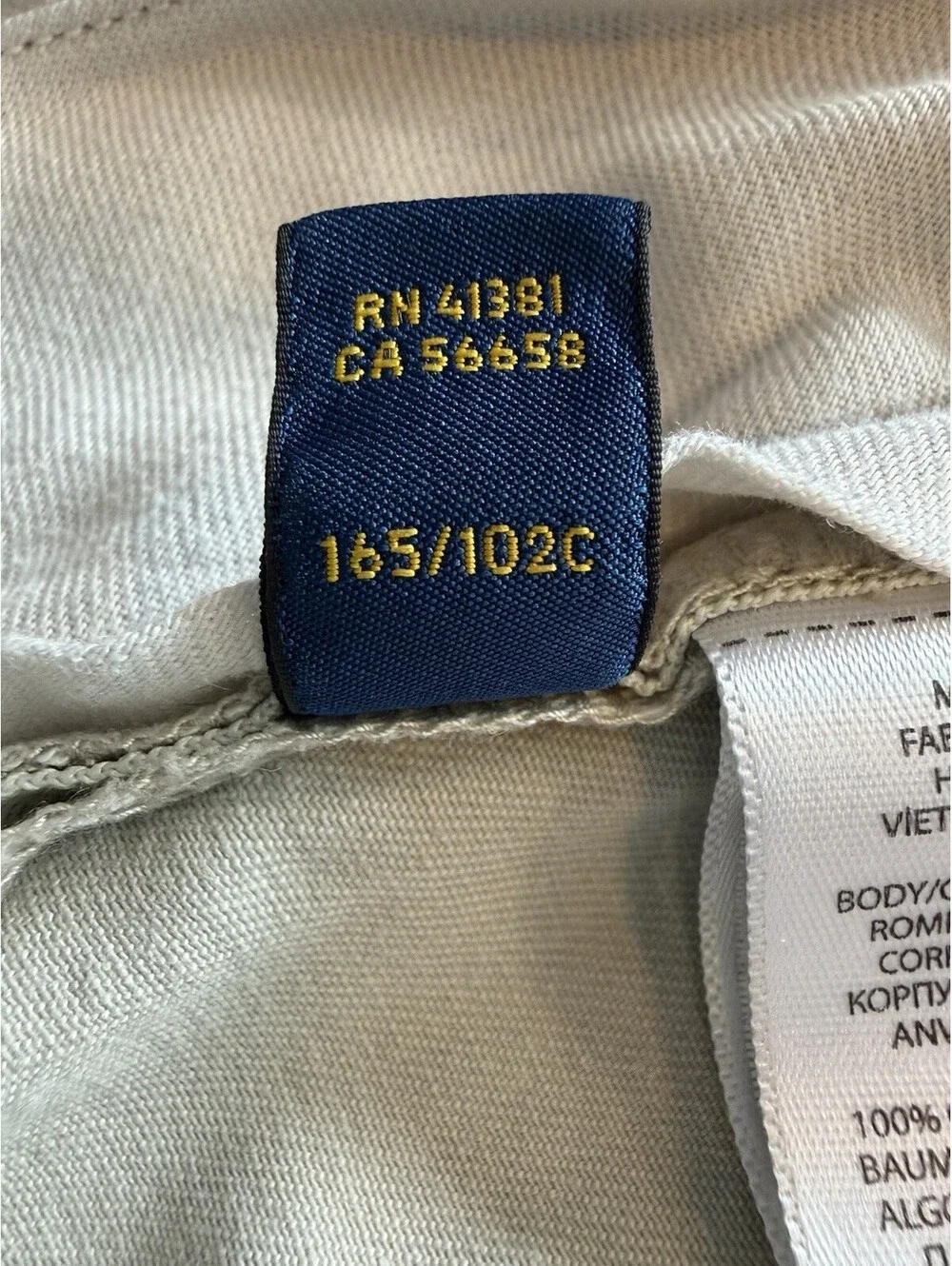 Polo Ralph Lauren Mens Classic Fit Chino Pants Stone Beige 100% Cotton 40x30